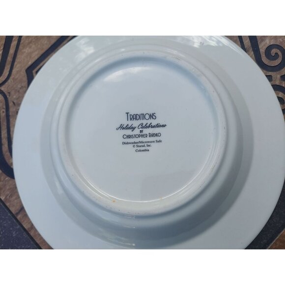 2 Christopher Radko Traditions Holiday Celebrations 9 1/2" Rimmed Soup Bowls - Picture 2 of 2